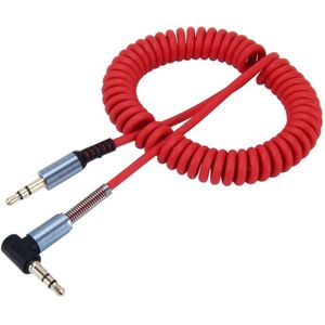 3.5 mm 4-polig Male naar Male Plug Audio AUX uittrekbare Coiled Kabel  Lengte: 1.5m (rood)