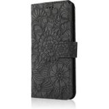 Voor Samsung Galaxy A51 Skin Feel Relif Zonnebloem Horizontale Flip Leren Case Met Houder & Card Slots & Wallet & Lanyard (Zwart)