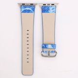 Voor Apple Watch serie 3 & 2 & 1 42mm Fashion marmeren ader textuur Wrist Watch lederen Band (blauw)