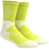Volwassen basketbal sokken mannen dikke badstof sportsokken (fluorescerend groen wit)
