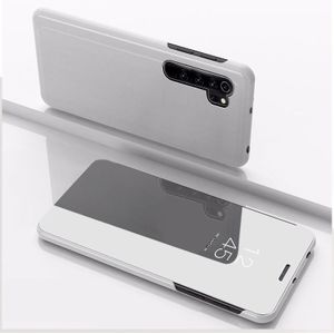 Voor Xiaomi Note 10 plated spiegel horizontale Flip lederen cover met stand mobiele telefoon holster (zilver)