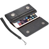 Universele Litchi textuur verticaal flip Thwartwise PU lederen Case / taille tas met terug Splint & Card Slots & 15cm Lanyard voor iPhone 8 & 7 & 6s & 6  Galaxy SIV & SIII  Xiaomi Redmi 3 & 3 X  Size: 14.3 x 7 5 x 1.5 cm(Black)