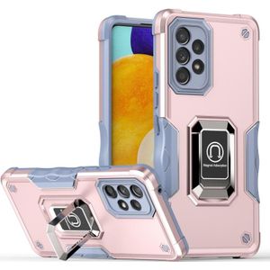 For Samsung Galaxy A53 5G Ring Holder Non-slip Armor Phone Case(Rose Gold)