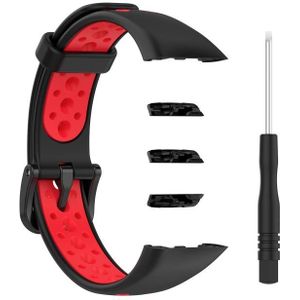 Voor Huawei Band 6 / Honor Band 6 Universele Tweekleurige Ademende Siliconen Vervanging Strap Horlogeband (zwart rood)