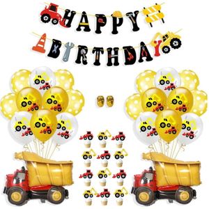 Bouw trekker opblaasbare lucht ballonnen verjaardag graafmachine voertuig banners baby douche Kids jongens Birthday Party Supplies  pak: pak een