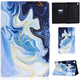 Voor Samsung Galaxy Tab A7 (2020) T500 Colored Drawing Pattern Voltage Horizontal Flip Black TPU + PU Leather Case met Holder & Card Slots & Anti-skid Strip & Sleep / Wake-up Function(Blue Marble)