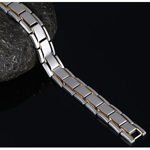 Europa en Amerika stijl mode mannen sieraden RVS + goud gemonteerde Plating magnetische gezondheid armband  grootte: 12 mm * 22 cm (staal + zilver)