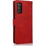 For Samsung Galaxy S20 FE Calf Texture 2 in 1 Detachable Magnetic Back Cover Horizontal Flip Leather Case with Holder & Card Slots & Wallet & Photo Frame(Red)