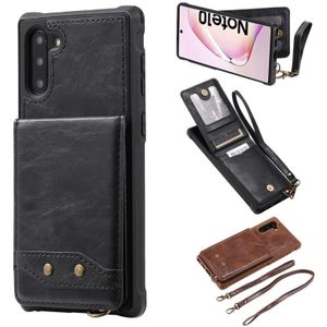 Voor Galaxy Note 10 Vertical Flip Wallet Shockproof Back Cover Protective Case met Houder & Card Slots & Lanyard & Photos Frames(Zwart)