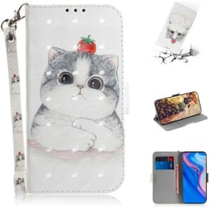 3D gekleurde tekening cute cat patroon horizontale Flip lederen case voor Huawei P Smart Z/Y9 Prime 2019/Nova 5i  met houder & kaartsleuven & portemonnee