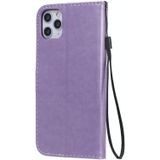 Voor iPhone 7 / 8 / SE 2020 Cat Bee Embossing Pattern Shockproof Horizontale Flip Lederen Case met Holder & Card Slots & Wallet(Paars)