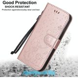 Voor iPhone 7 / 8 / SE 2020 Cat Bee Embossing Pattern Shockproof Horizontale Flip Lederen Case met Holder & Card Slots & Wallet(Paars)