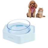Pet Inclined Mouth Anti-tippen Hond en Cat Plastic Bowl Water Dispenser  Style:Single Bowl (Blauw)