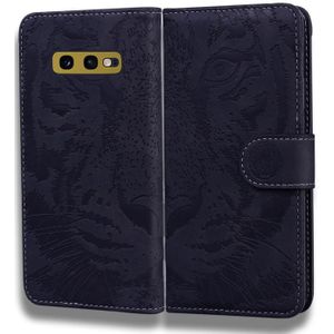 Voor Samsung Galaxy S10e Tiger Embossing Pattern Horizontale Flip Lederen Case met Holder & Card Slots & Wallet(Zwart)