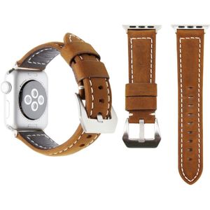 Echte lederen pols horloge Band met roestvrij stalen gesp voor Apple Watch serie 3 & 2 & 1 38mm (bruin)