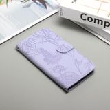 For Xiaomi Mi 10 Lite 5G Skin Feel Butterfly Peony Embossed Leather Phone Case(Purple)