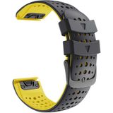 Voor Garmin Fenix 6 tweekleurige siliconen ronde gat quick release vervanging riem horlogeband (zwart geel)