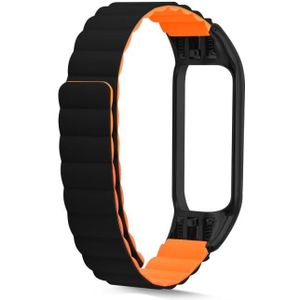 Voor Xiaomi Mi Band 6/5/4 / 3 Siliconen Magnetische Vervanging Strap Horlogeband (Zwart Oranje)