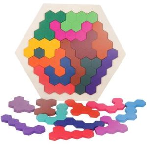 Kinderen 3D houten puzzels speelgoed kinderen geometrie Tangrams honingraat puzzels IQ hersenen opleiding educatief speelgoed 14 stuks