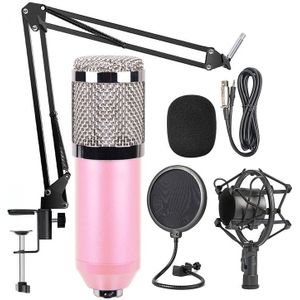 BM-800 Mic Kit condensator microfoon met verstelbare Mic Suspension Scissor arm  shock mount en dubbellaags pop filter  voor studio opname  live uitzending  live show  KTV  etc. (roze)