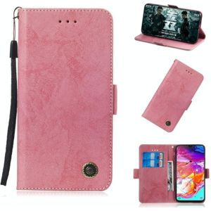 Voor Galaxy A70 Retro Horizontale Flip PU lederen hoes met kaartsleuven & houder (roze)