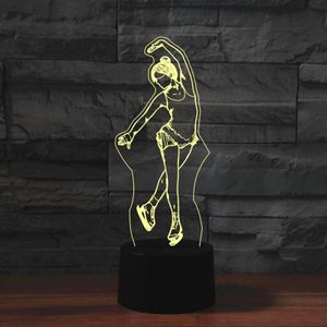 Zwarte basis creatieve 3D LED decoratieve nachtlampje  16 kleur afstandsbediening  patroon: schaatsen 3