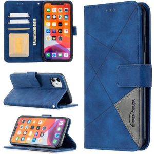 Voor iPhone 11 Rhombus Texture Magnetic Buckle Horizontale Flip Lederen Case met Holder & Card Slots & Wallet & Photo Frame(Blauw)