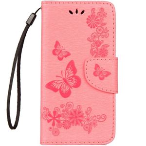 Voor Huawei P9 relif Lite Mini Vintage bloemen vlinder patroon horizontale Flip lederen draagtas met kaartslot & houder & portemonnee & Lanyard (roze)