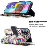 Voor Samsung Galaxy A51 Gekleurd tekenpatroon Rits Horizontale Flip Lederen case met Holder & Card Slots & Wallet(Tree)