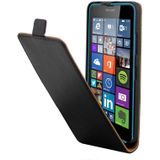 Microsoft Lumia 640 vertikaal PU leren Flip Hoesje met magnetische sluiting (zwart)