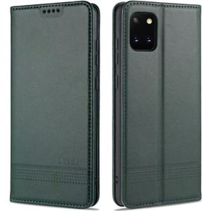 Voor Samsung Galaxy Note 10 Lite AZNS Magnetic Calf Texture Horizontale Flip Lederen case met kaartslots & portemonnee (donkergroen)