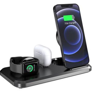UV-06 3 in 1 dubbele opvouwbare draadloze oplader voor iPhone  Horloge & Airpods 1 / 2 / Pro