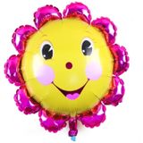 2 PC'S ballon cartoon glimlach zon bloem aluminium ballon partij decoratie benodigdheden  grootte: 59x62cm Rose rood smiley gezicht