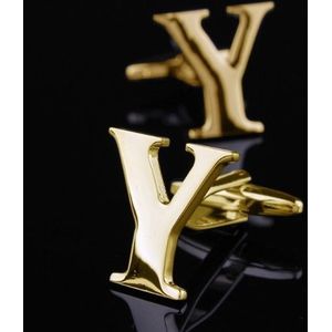 1 paar gouden letters A-Z naam Manchetknopen mannen Frans shirt Manchetknopen (Y)