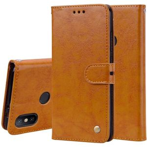 Business stijl olie Wax textuur horizontale Flip lederen case voor Xiaomi mi 6X/a2  met houder & kaartsleuven & portemonnee (bruin)