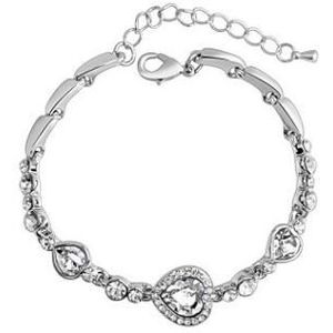 Crystal Strass hart eenvoudige Bangle Bracelet (wit)