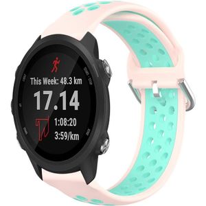 Voor Garmin Forerunner 245 20 mm geperforeerde ademende sport siliconen horlogeband (roze + watereend)