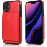 Voor iPhone 11 Pro schokbestendige PU + TPU beschermhoes met kaartsleuven & houder (rood)