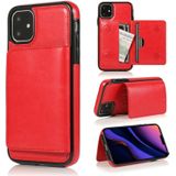 Voor iPhone 11 Pro schokbestendige PU + TPU beschermhoes met kaartsleuven & houder (rood)