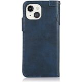 Khazneh dual-splicing koeienhuid textuur horizontale flip lederen tas met houder & kaart slots & portemonnee & lanyard voor iphone 13