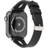 Eenvoudige V-vormige lederen band voor Apple Watch Series 5 & 4 44mm/3 & 2 & 1 42mm (zwart)