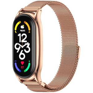 Voor Xiaomi Mi Band 7/7 NFC Mijobs Milan Magnetic Plus Roestvrij staal horlogeband (Rose Gold)