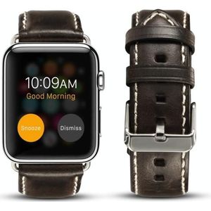 Voor Apple Watch Series 5 & 4 44mm / 3 & 2 & 1 42mm Oil Wax Retro Cowhide Strap Watchband (Zwart)