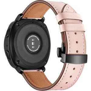 22mm Voor Huawei Watch GT2e / GT2 46mm Leder Butterfly Buckle Strap Zwarte knop (roze)