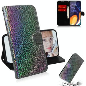 Voor Galaxy M40/A60 effen kleur kleurrijke magnetische Buckle horizontale Flip PU lederen draagtas met houder & kaartsleuven & portemonnee & Lanyard (zilver)