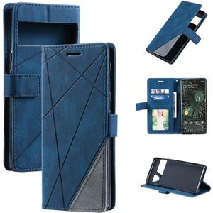 For Google Pixel 6 Pro Skin Feel Splicing Leather Phone Case(Blue)