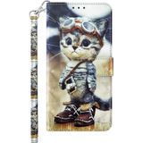 Voor Motorola Moto G Power 2023 3D geschilderd lederen telefoonhoesje (Naughty Cat)