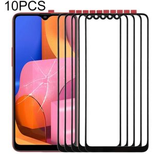 10 PCS front screen buiten glazen lens voor Samsung Galaxy A20s (zwart)