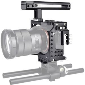 YELANGU CA7 YLG0908A handvat video camera kooi stabilisator voor Sony A7K & A7X & A73 & A7S & A7R & A7RII & A7SII (zwart)