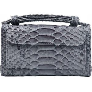Dames Snake Texture Print Clutch Bag Lange Crossbody tas met ketting (9 # tweekleurige grijs)